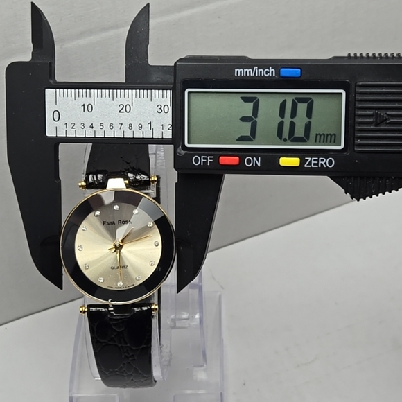 Womens Esta Rosa Watch Gold Tone Diamond Cut Crystal Leather Band New Battery - Picture 5 of 12